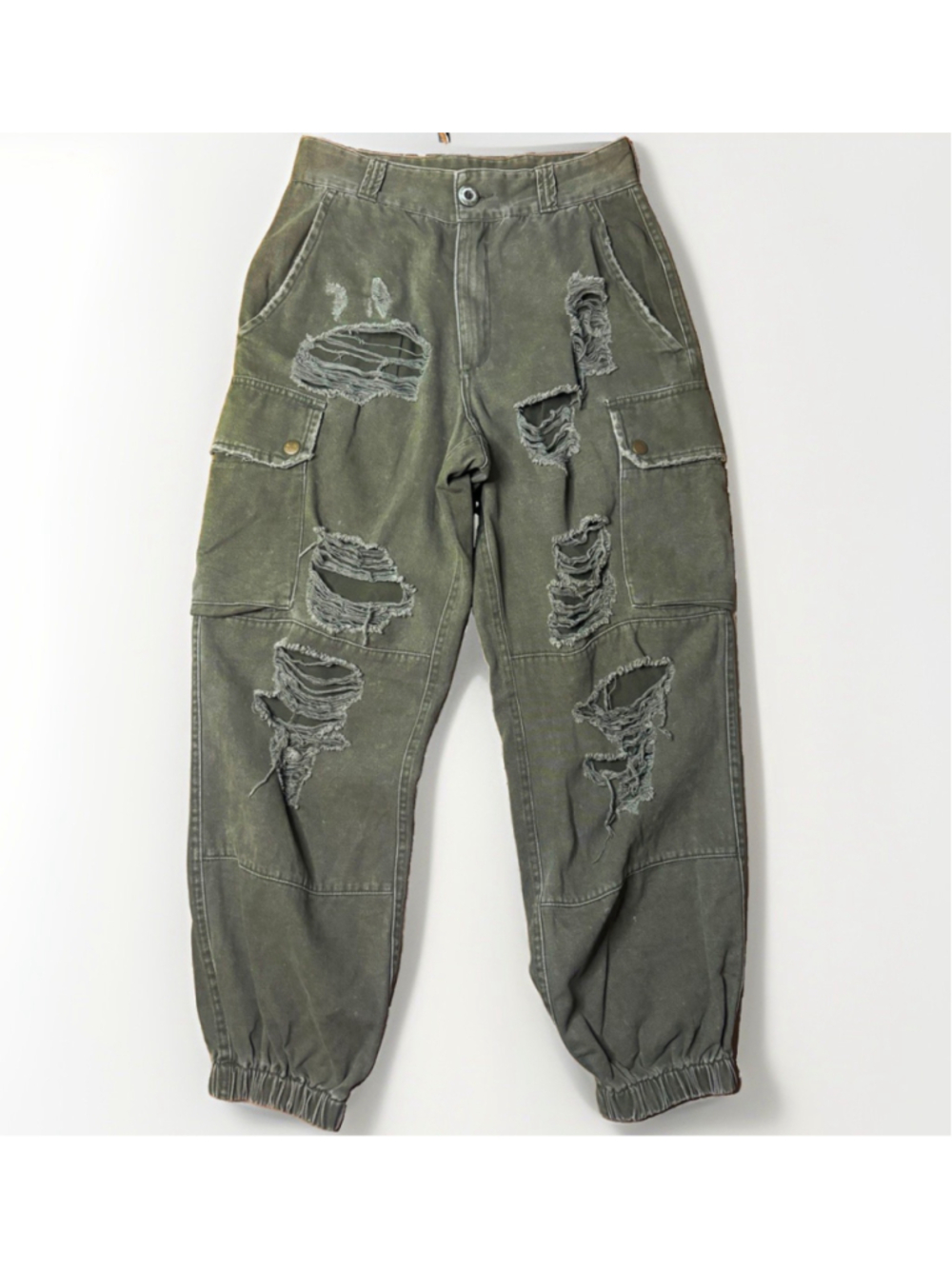 CARMAR Green Distressed Cargo Pants Utility Gorpcore Tapered Size 6⁠